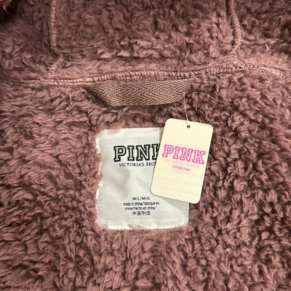 (R3) NEW Victoria Secret PINK
SHERPA Cardigan M L Cocoa
 Hooded Jacket Powder - Picture 13 of 15